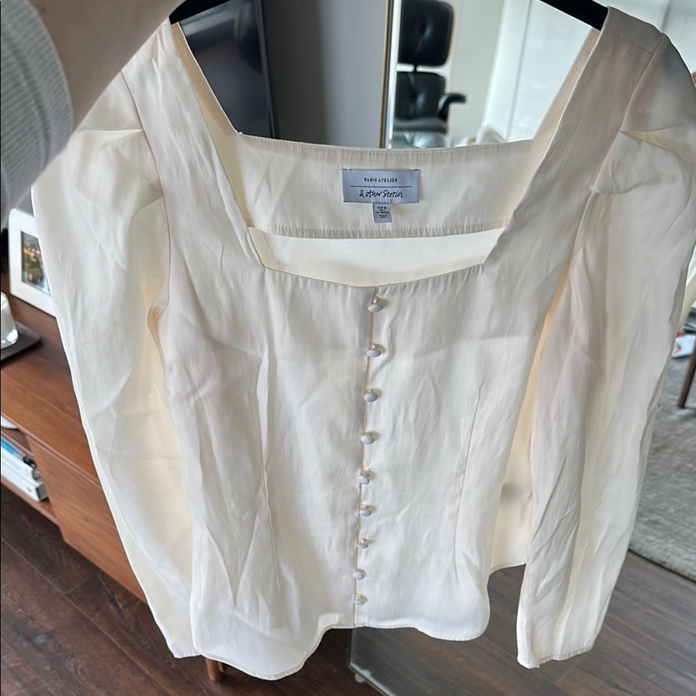 & Other Stories Women Cream Button-Up top, size 4